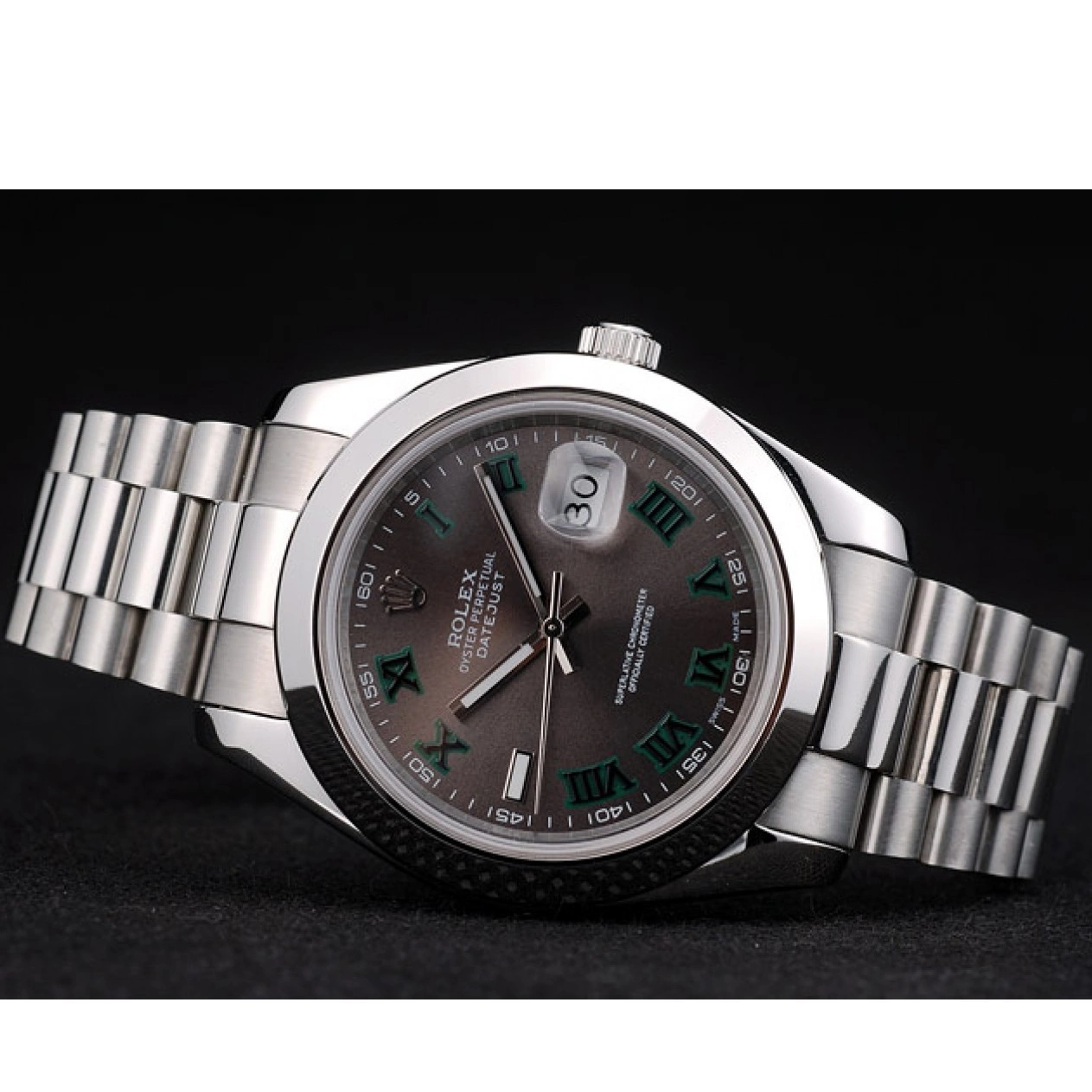 Aaa replica watch Swiss Steel Stainless Dial 42000 Grey Rolex Polished DateJust Bezel 0625